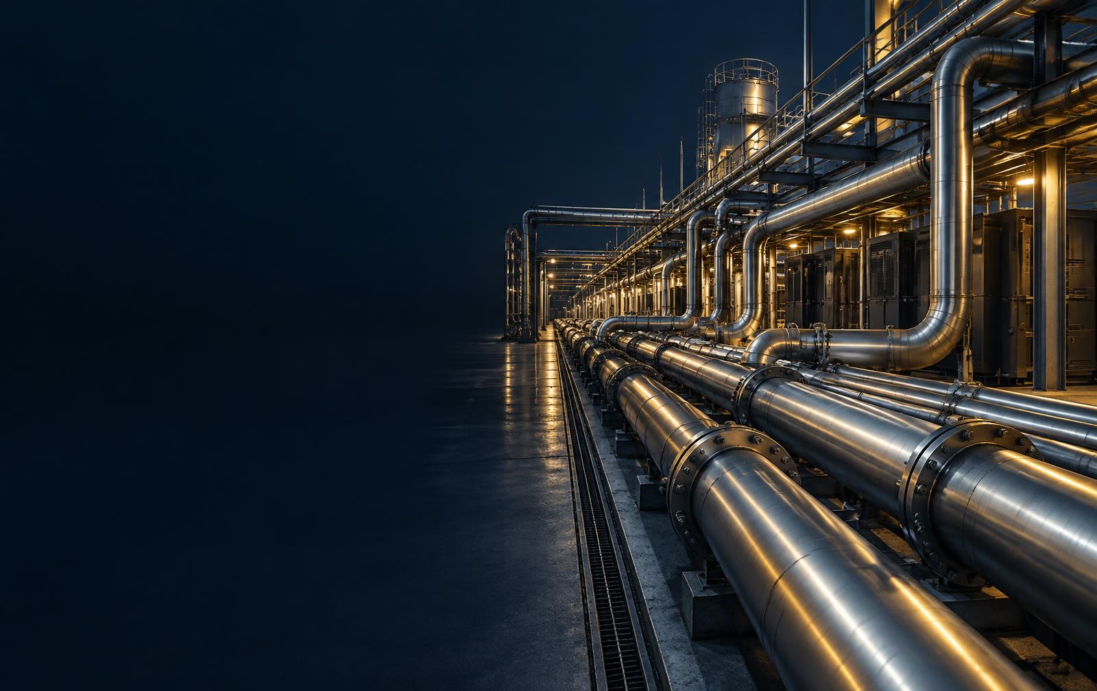 Steel pipelines forming an interconnected infrastructure network